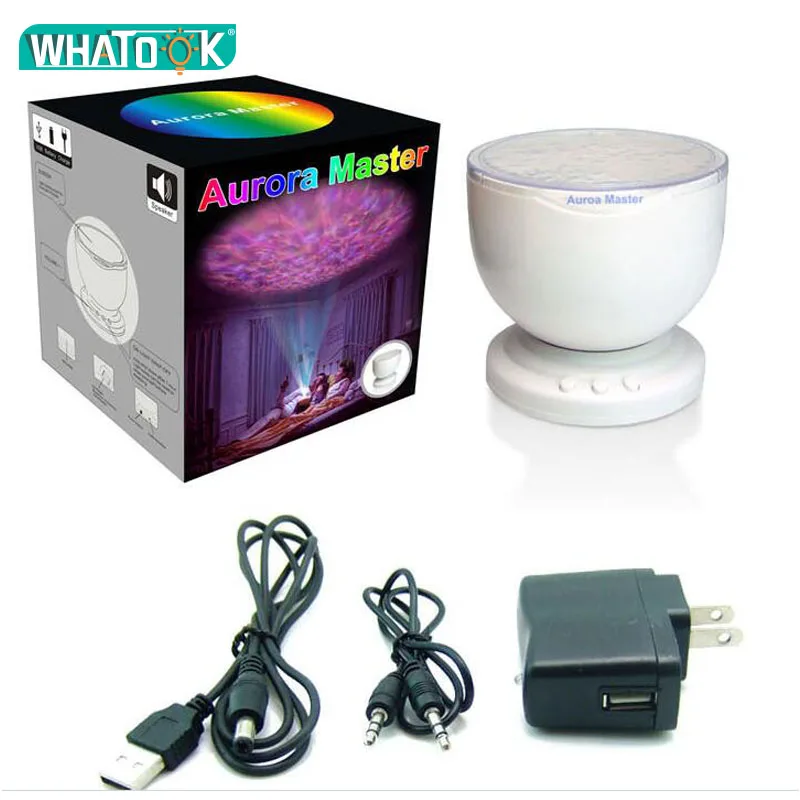 Фото Синий и Красочный светодиодный проектор Aurora Master с mp3 динамиком USB лампа океанской