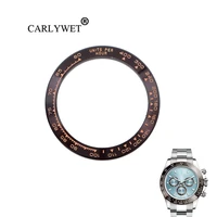 carlywet replacement high quality pure ceramic brown with rose gold writings 38 6mm watch bezel for daytona 116500 116520