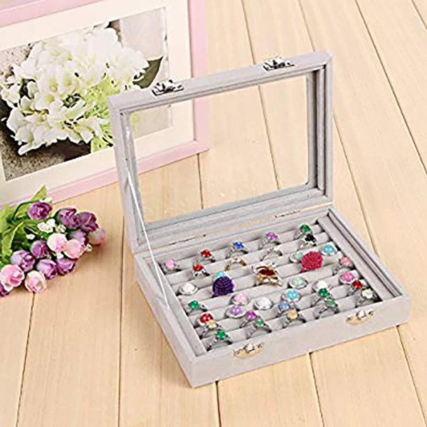 Jewelry Box Organizer 8 Grids with Glass Showcase Storage Container | Украшения и аксессуары