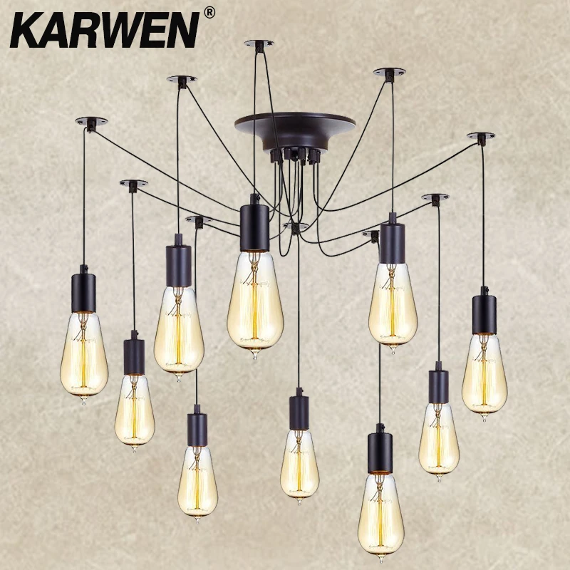 

KARWEN подвесной светильник паук черный металл пластик E27