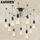 KARWEN винтажный подвесной светильник в виде паука, Регулируемый Светильник E27 в стиле лофт, потолочная лампа s, 2 м