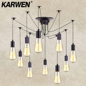 KARWEN винтажный подвесной светильник в виде паука, Регулируемый Светильник E27 в стиле лофт, потолочная лампа s, 2 м