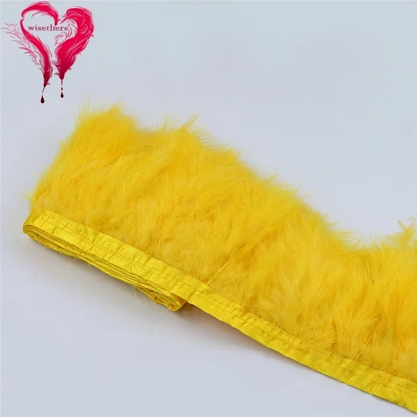 2 Meters/Lot 10-15 CM Dyed Colored Downy Turkey Marabou Feather Fringe Trimming Satin Ribbon Trim Garment Decoration 22 Colors - Цвет: Golden