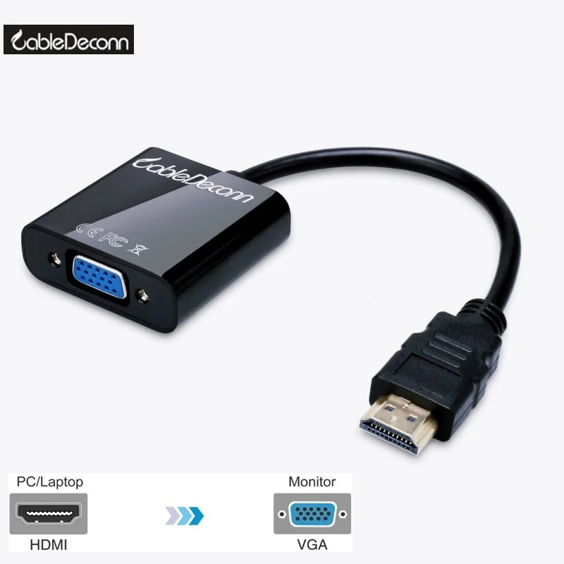 HDMI Вход to VGA Выход Проекторы адаптер мониторов для портативных ПК черный
