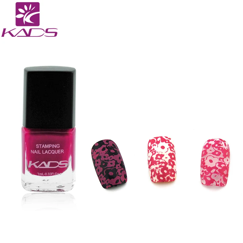 KADS Новая Мода Довольно Сиреневый-Красный Цвет Ногтей Штамп Блеск лак для