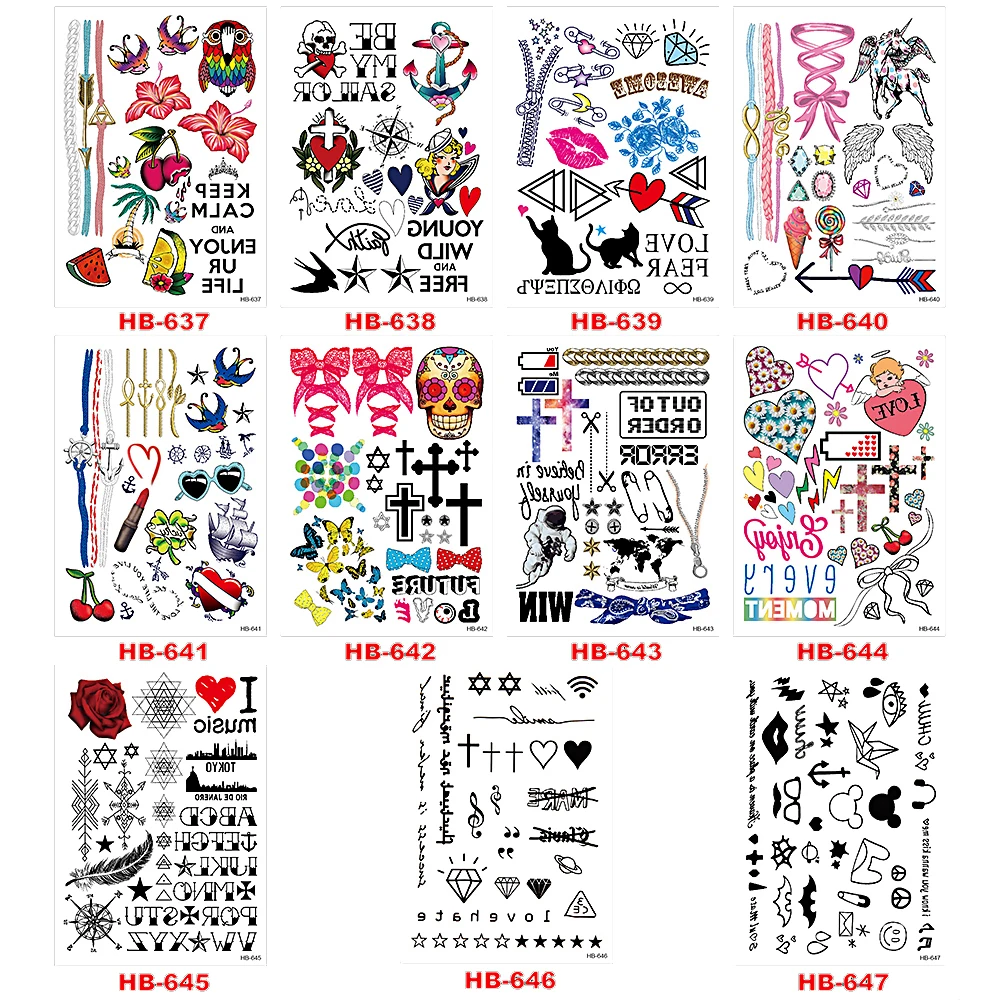 Боди-арт наклейки временная татуировка 1 шт. с цветочным принтом рука губы мира