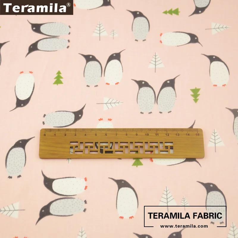 Teramila Fabrics Twill Printed Cartoon Penguin Designs 100% Cotton Light Pink Quilting Patchwork Tissue Home Textile Crafts|patchwork tissu|designer