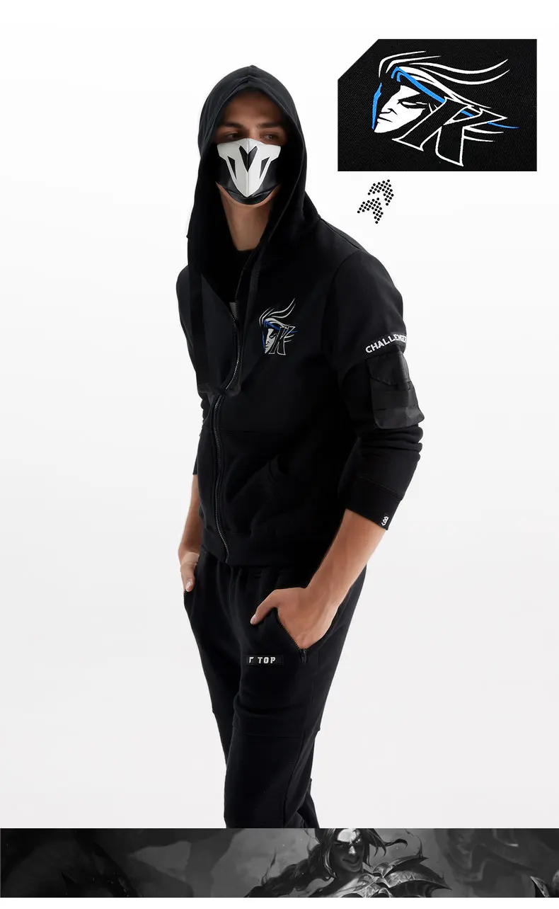 TEE7 GG серия best king sneaking assassin night running sports edition kai ying Мужской Хлопковый жилет на молнии с капюшоном модные толстовки с капюшоном