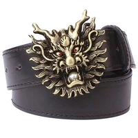 fashion belt golden dragon belt metal buckle mens leather belts punk rock style dragon head belt jeans hip hop girdle
