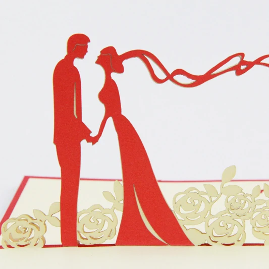 Свадебное приглашение на свадьбу с изображением роз/3D выдвижная поздравительная