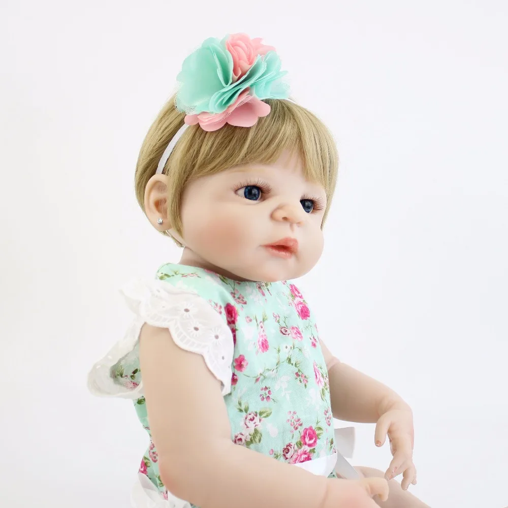 55 см полный силикона Reborn Baby Doll как настоящие виниловые сладкий Новорожденный