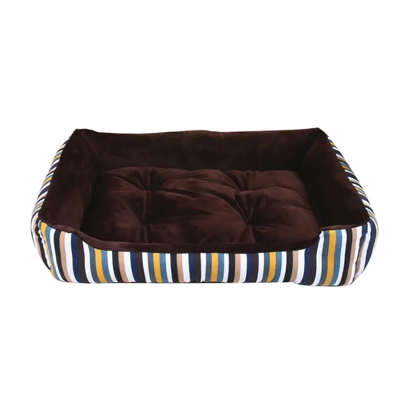 Pets Dogs Striped Bed Sofa Warm Winter Kennel House Pad For Small Medium Large Dogs Soft Dog Puppy Bed Nest Pet Supplies