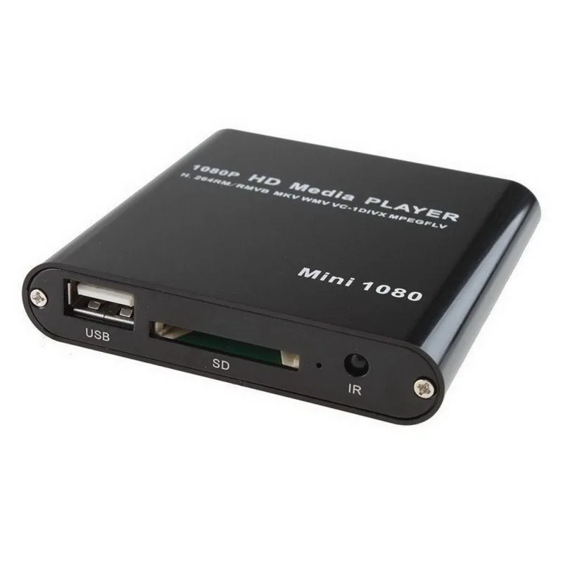 Мини HDD медиаплеер 1080P HDMI AV USB хост Full HD с SD MMC кардридер Поддержка H.264 MKV AVI RM RMVB DIVX MPEG