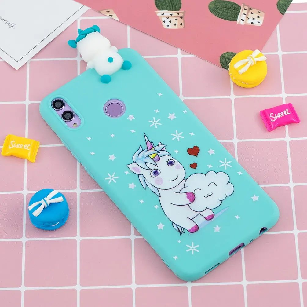 3D Силиконовый мягкий чехол для телефона Huawei P Smart 2019 милые чехлы с единорогом