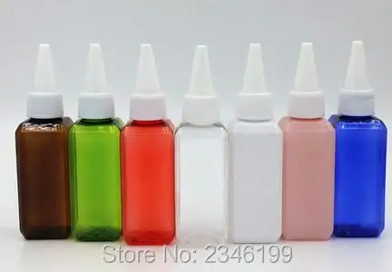 

50ML Plastic Square Bottle with Pointed Cap, Cosmetic Skin Care Liquid Toner Packing Container, 50pcs/lot