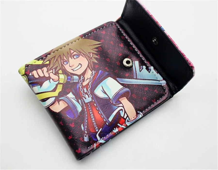 Game Kingdom Hearts III Sora Pu короткий кошелек Двойные фото держатель для карт кошелек кожаный для мальчиков и девочек мужские кошельки на кнопке с принтом