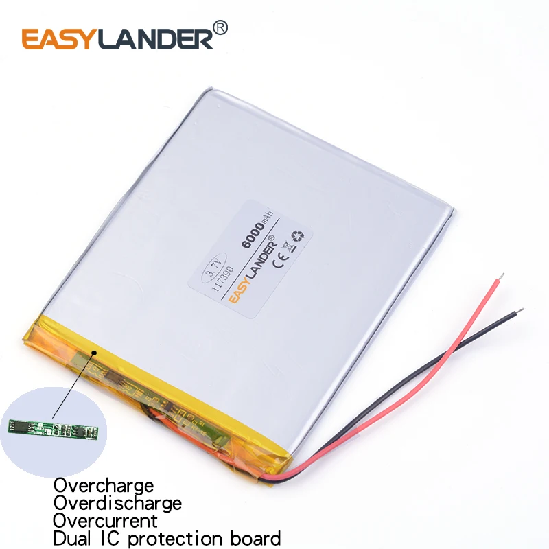 3 6 В аккумуляторная батарея 117390 6000 мАч для PAD GPS PSP DVD Power bank 7 &quot9&quot Tablet PC Naptop |