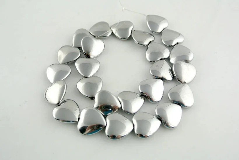 

New Arrival Silver Plated Jewelry Beads Love Heart Heart Shape Hematite Loose Beads 5pc/lot Free Shipping