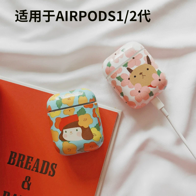 Airpods Cover Airpods1/2 Беспроводная bluetooth-гарнитура с мультяшным цветком для девочек |