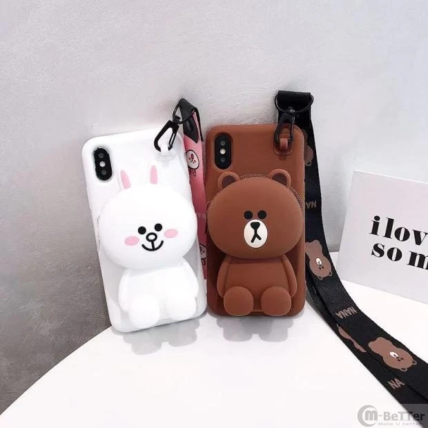 Для iPhone XS MAX чехол для телефона милый 3D Медведь монета карман 7/8 плюс Чехол X/XR