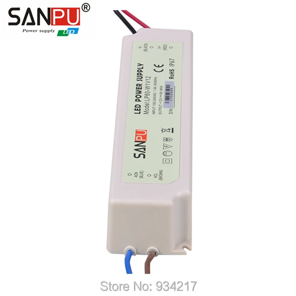 Фото SANPU SMPS Светодиодный источник питания 60 Вт 24 В 2.5A AC DC 100 240 в импульсный SANPU SMPS Светодиодный источник питания 60 Вт 24 В 2.5A AC DC 100 240 в импульсный
