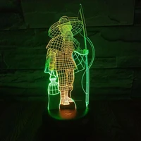 fisherman led 3d colorful nightlight creative visual touch charging atmosphere gift 3d lamp powerbank letter light