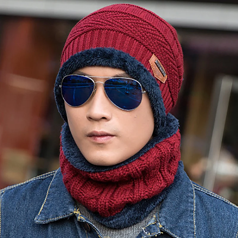 

New fashionable men women korean beanies and scarf winter patchwork knitted skullies gorros mujer invierno warm hat sets