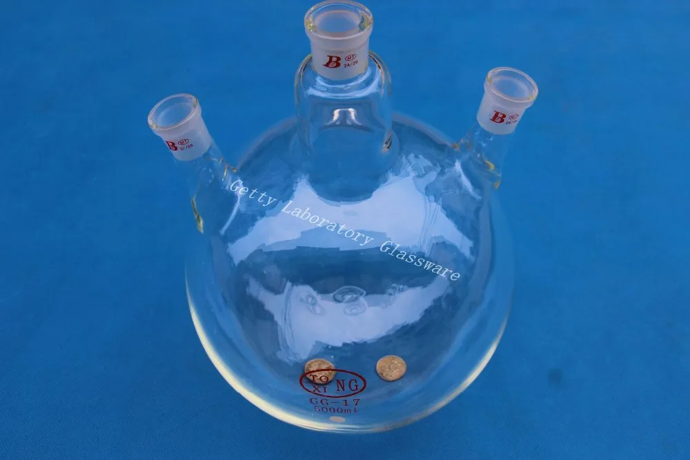 

5L 3-neck Round bottom flask, 5000ml, Joint 24/29,heavy wall (Lab instrument)