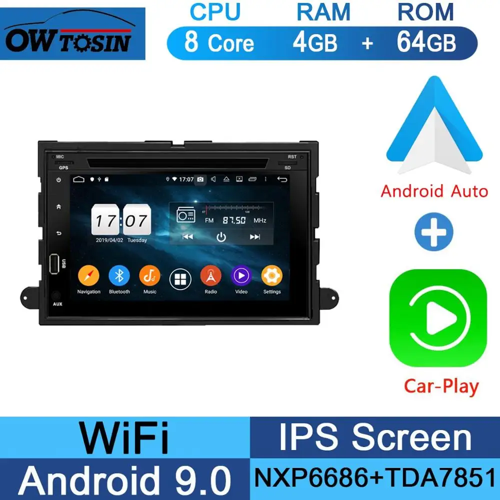 64G CarPlay Android " ips 1024*600 8 ядерный 4G+ 64G Android 9,0 автомобильный dvd-плеер для Ford F150 Mustang Expedition Explorer Fusion 2006 2007-2009 радио - Цвет: 64G CarPlay Android