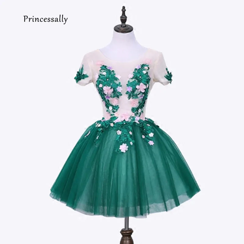 Robe De Soriee Новое роскошное зеленое вечернее платье короткое с цветочной