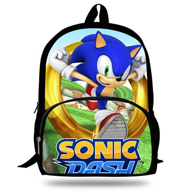 16 дюймов, детский школьный рюкзак Mochila с рисунком, Sonic Bookbag, Hedgehdg, для мальчиков и девочек, рюкзак для подростков