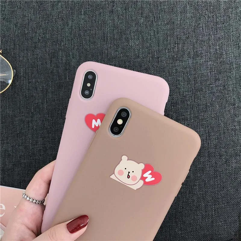 JIBAN Couples Cartoon Cute Bear Phone Case for Iphone Xs Max X/xr/8plus IPhone 6 Plus 6s/7 7plus 8 Cover All-inclusive Capa |