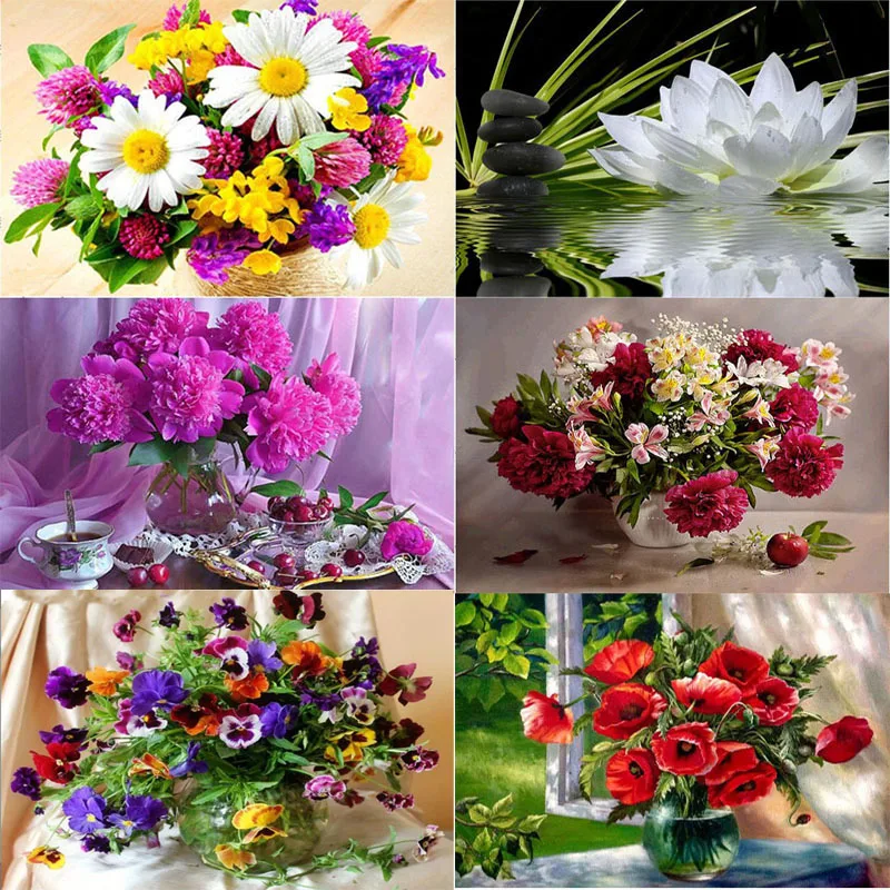 

Flower arranging 5D DIY diamond Painting flowers Cross Stitch diamond embroidery mosaic diamonds wall stickers home decor vase