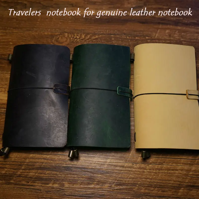 New genuine leather handcraft notebook travelers journal 7 colors have protect belt free engrave name school supplies notebook