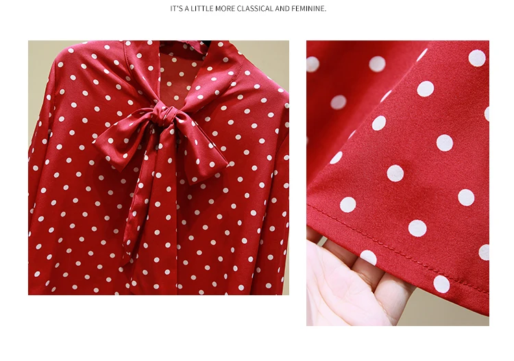 

blouses woman 2021 long sleeve dot chiffon blouse women tops bow collar office ladies tops plus size blouse women shirts 4807 50
