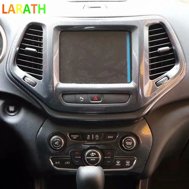 Для Jeep Cherokee 2016 2017 ABS из углеродного волокна внутренняя консоль приборная панель gps