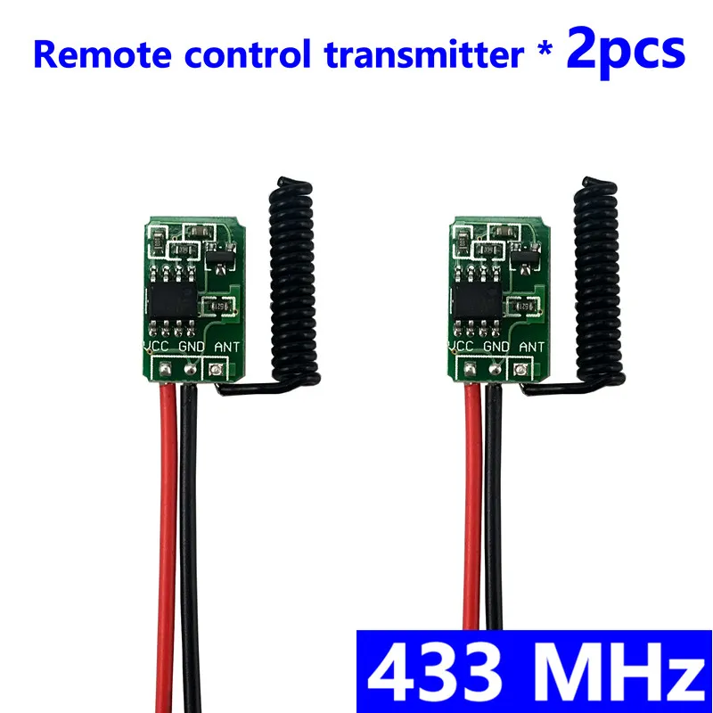 Transmitter 2pcs Радиочастотный 433 МГц модуль микропередатчика с дистанционным управлением мини маленький 3,7 в 4,5 в 6 в 9 в 12 В Аккумулятор беспроводной переключатель аксессуары - Цвет: Transmitter 2pcs