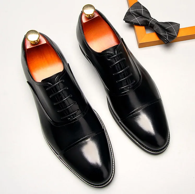 

All Season Men Pointed Toes Genuine Leather Basic Leather Dress Shoes Men Handmade Breathable Business Dress Shoe Fress Shipping