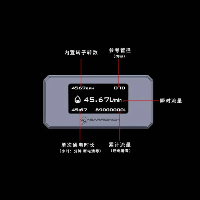 Расходомер Barrowch FBFT03 V2 цифровой OLED дисплей красная/Серебристая/черная/Золотая