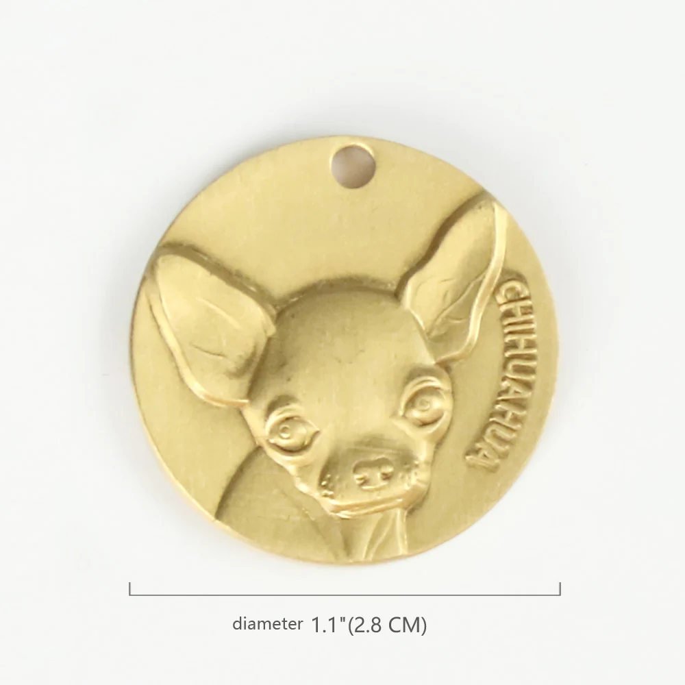 CHIHUAHUA Индивидуальный гравировальный ID-тег для собак, высокое качество, чистая медь, маленькие собаки, тег 6211005, аксессуары для питомцев, украшение, золотой ретривер - Цвет: CHIHUAHUA