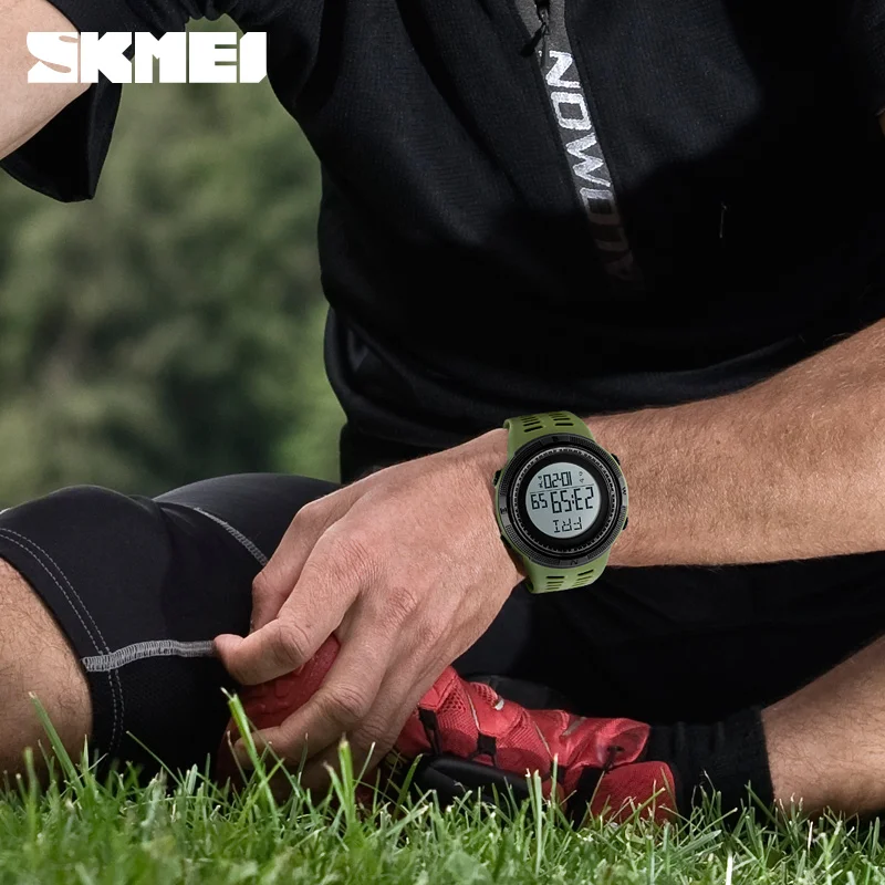 Skmei Роскошные Брендовые мужские цифровые часы 50 м водонепроницаемые спортивные часы с шагомером для бега на открытом воздухе Военные электронные наручные часы