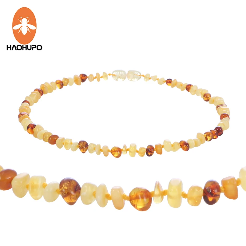 

HAOHUPO Honey Amber Teething Necklace for Baby Children Women Fashion Natural Amber Beads Necklace Baby Collar Jewelry Drop Ship