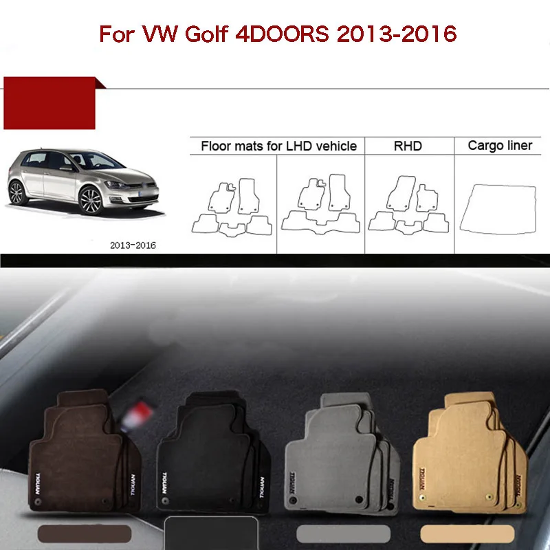 

5pcs Custom Made 1/2" Thickness Solid Nylon Interior Odorless Floor Carpet Mats Cover Fitted For VW Golf 2013-2016