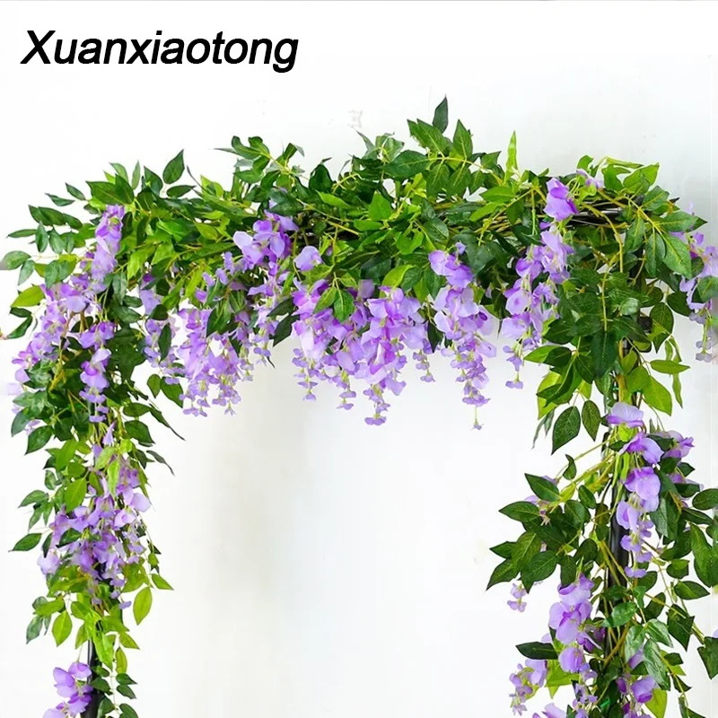 Xuanxiaotong 180 см Wisteria Искусственные цветы из ротанга Свадебные цветы украшение арки Настенный декор поддельные цветы лозы