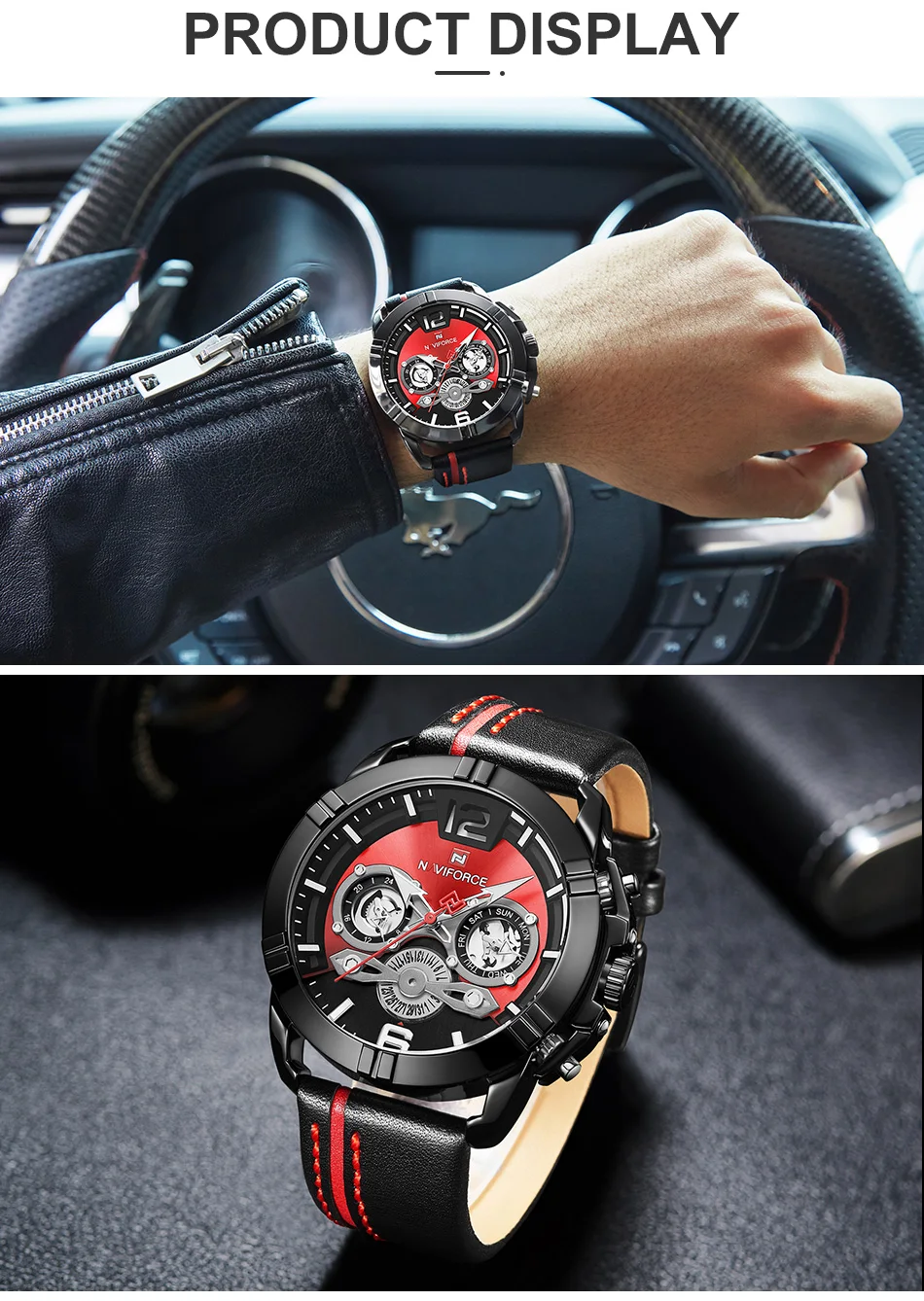 NAVIFORCE Luxury Brand Men Watch Sports Quartz Men’s Wrist Watches Leather Waterproof Male Clock Date Analog Relogio Masculino