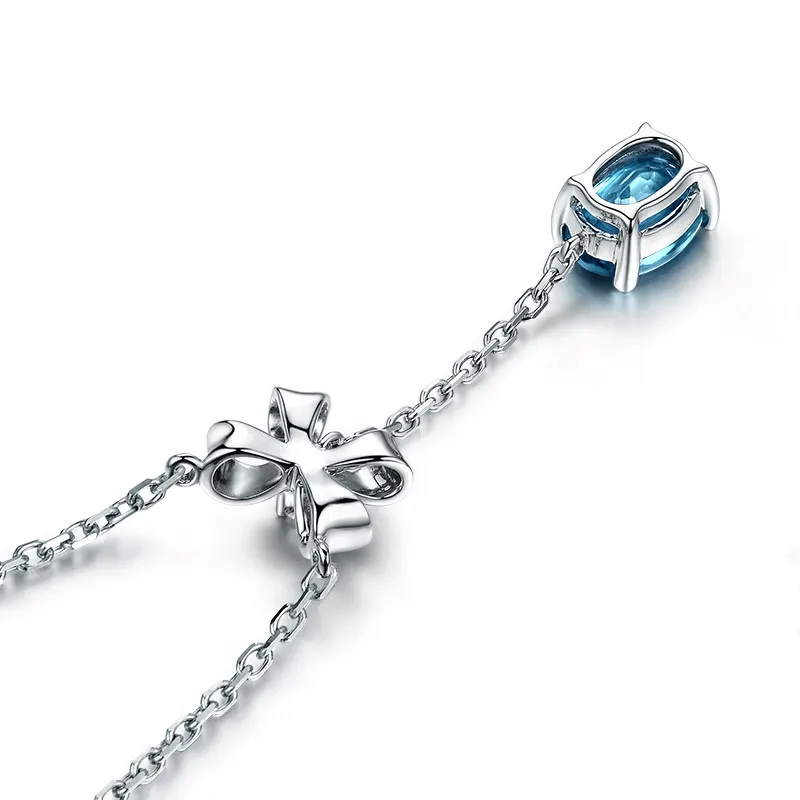 

QYI Natural sky Blue Topaz 1.5 ct Oval cut Gemstone Pendants 925 Sterling Silver Necklaces For Women Color Gems Wedding gift