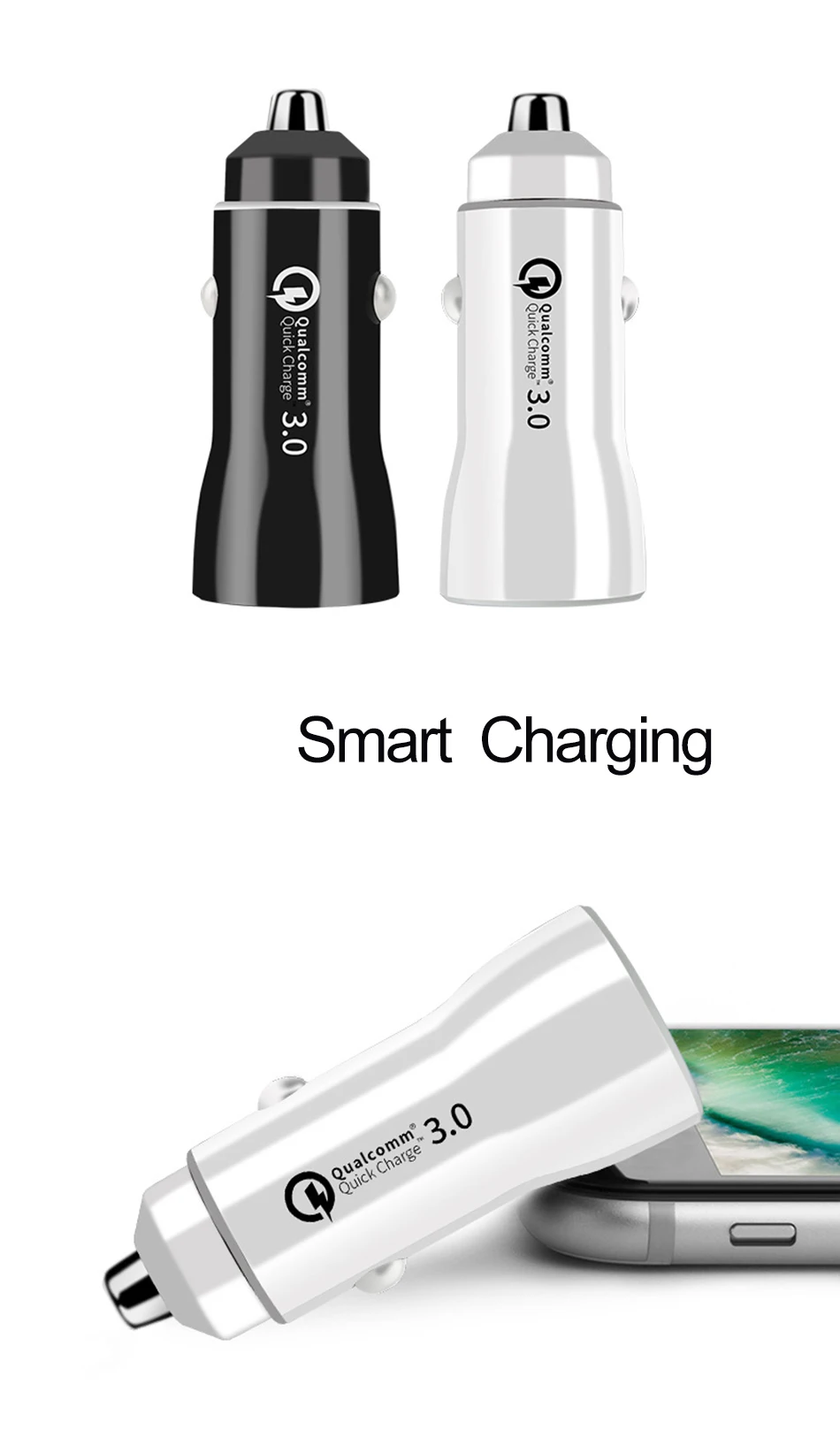 Двойное автомобильное зарядное устройство USB QC 3,0 для iPhone samsung huawei Xiaomi, быстрое автомобильное зарядное устройство для телефона, быстрая зарядка, 2 порта, 3,1 А, Carregador Celular