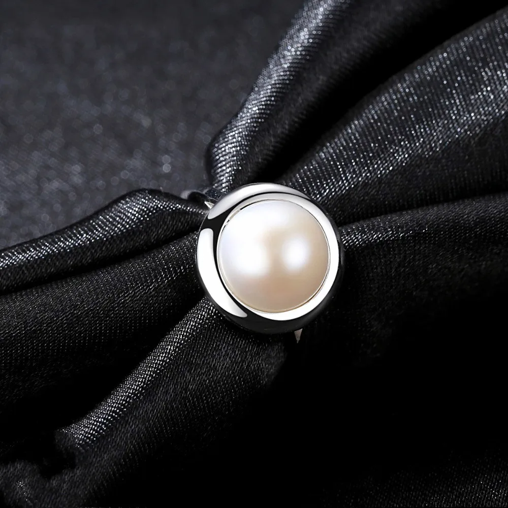 Pure 925 Sterling Silver Jewelry Freshwate Pearl Rings for Women Elegant Round Natural Adjustable Wholesale Gift Wedding | Украшения и