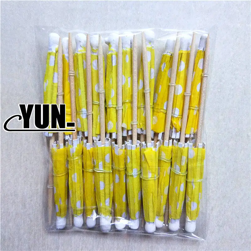 yellow 20 штук в белый горошек Бумага зонтик украшения для кексов пляжное украшение для торта ко дню рождения Приморский бассейн вечерние тропические фрукты пищевая зубочистка E - Цвет: yellow