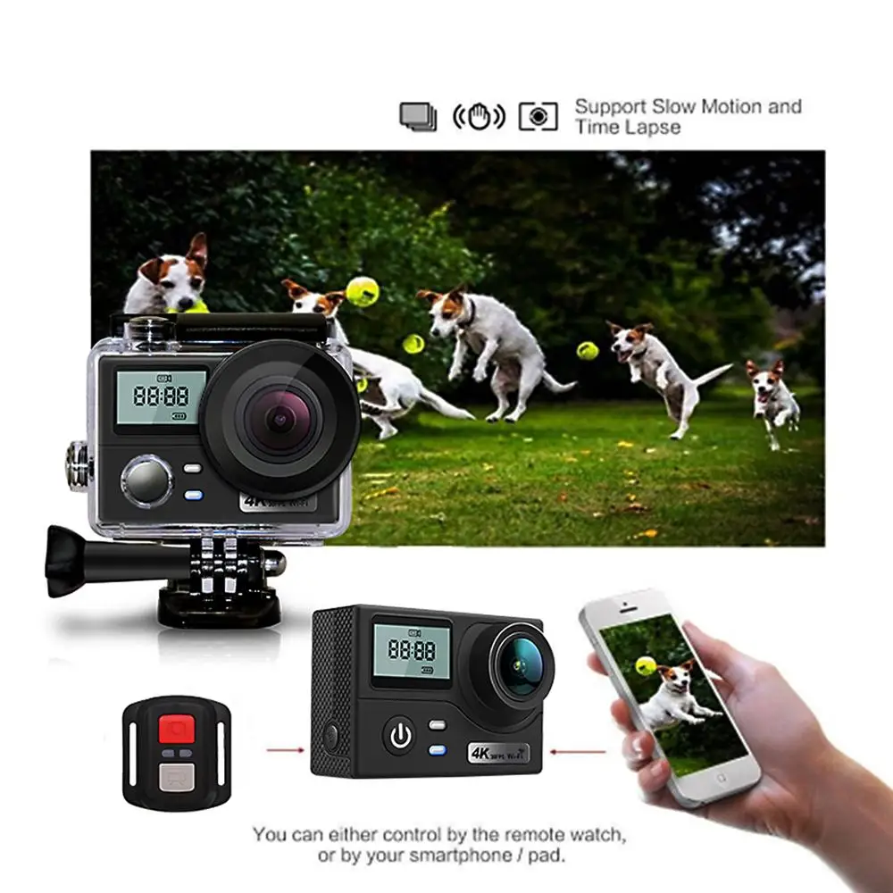 4K wifi Спортивная экшн-камера Full HD 16 МП мини-камера 170 angel 2,0 дюймов ЖК-дисплей для дайвинга Водонепроницаемая 30 м Спортивная DV камера на шлем
